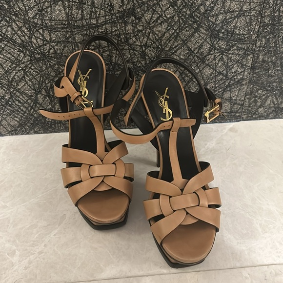 👡SAINT LAURENT TRIBUTE PLATFORM SANDALS IN SMOOTH LEATHER 👡 - Picture 3 of 9